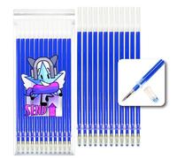 SEND UP Lot de 12 Recharges Bleues pour Stylos Gel Effaçables - Compatible avec Legami - Pointe Fine 0,5mm - Capacité XXL (+2cm d'encre) - Idéal École, Tissu et Cuir - Emballage Éco-Responsable