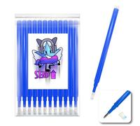SEND UP Lot de 12 Recharges pour Stylos Gel Effaçables - Compatible avec Pilot FriXion - Pointe Moyenne 0,7mm - Capacité XXL d'encre - Idéal École, Bureau, Tissus et Cuir - Cadeau Utile (Blue)