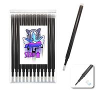 SEND UP Lot de 12 Recharges pour Stylos Gel Effaçables - Compatible avec Pilot FriXion - Pointe Moyenne 0,7mm - Capacité XXL d'encre - Idéal École, Bureau, Tissus et Cuir - Cadeau Utile (Noire)