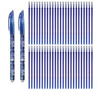 SEND UP Lot de 52 Pièces : 2 Stylos Effaçables Bleus + 50 Recharges - Convient pour stylos Legami - Pointe 0,5mm - Fourniture École, Tissu et Cuir - +20% d'encre