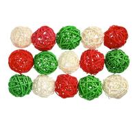 Senda Lot de 15 boules rondes en rotin - Boules décoratives naturelles - Pour loisirs créatifs, fête, centres de table de mariage, lapin, perroquet, oiseaux - 5 cm (rouge, blanc, vert)