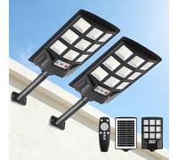 SENDALE 500W Lampadaire Solaire Exterieur 2 Pièces,6500K Projecteur Solaire Exterieur avec Télécommande,IP66 Étanche Puissant Solaires Exterieur Éclairage pour Jardin, Cour, Parking