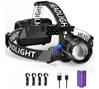 SENDALE Lampe Frontale LED Rechargeable,Ultra Puissante 100000 Lumens 4 Modes Lampe Frontale avec Capteur, Batterie 9000mAh Zoom IP65 Étanche Angle de 90 ° Réglable pour Camping en Extérieur