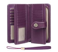 SENDEFN Portefeuille Femmes Portefeuille en Cuir Grande Femme Embrayage Protection RFID bloquant Grande capacité Long Portefeuille avec 24 emplacements pour Cartes et Bracelet Portefeuille