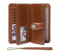 SENDEFN Portefeuille Femmes Portefeuille en Cuir Grande Femme Embrayage Protection RFID bloquant Grande capacité Long Portefeuille avec 24 emplacements pour Cartes et Bracelet Portefeuille