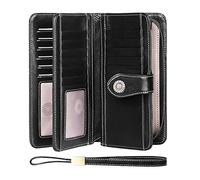 SENDEFN Portefeuille Femmes Portefeuille en Cuir Grande Femme Embrayage Protection RFID bloquant Grande capacité Long Portefeuille avec 24 emplacements pour Cartes et Bracelet Portefeuille