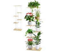 SenDeluz 6 Niveaux Support pour Plantes, Multiple Étagère Metal Présentoire de Jardin Étagère D'angle en Bois Interieur Support Pot de Fleur Décoratif Présentoir pour Salon Balcon