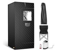SenDeluz Sauna Tent,Sauna Exterieur,Sauna pour la Maison,3 min de Chauffage Rapide et 9 Niveaux de Chaleur,Vapozone Portable avec 2.6L Steamer, Chaise Pliante, Télécommande 180×80×80 CM