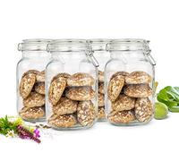 Sendez 6 Bocaux en Verre de Conservation Alimentaire de 2 Litres avec Fermeture à Étrier, 10 Étiquettes, Stylo, 6 Joints