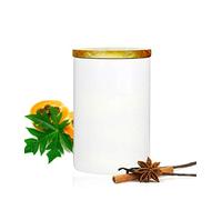 Sendez Boîte de conservation en céramique avec couvercle en bois et joint d'étanchéité - 800 ml - Boîte de rangement pour café, farine, riz - Passe au lave-vaisselle - Hauteur : 17 cm - Blanc