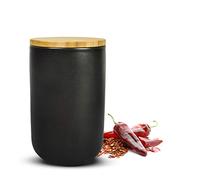 Sendez Boîte de conservation noire en céramique avec couvercle en bois 800 ml