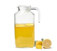 Sendez Carafe en verre de 1,8 l avec couvercle et anse - Pichet à jus avec surface structurée - Carafe à eau en verre - Bec verseur anti-goutte - Passe au lave-vaisselle - Pour eau, jus et boissons