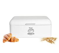 Sendez Grande boîte à pain, en métal, avec couvercle rabattable, 42 x 22,5 x 17 cm, look rétro, blanche