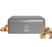 Sendez Grande boîte à pain en métal avec couvercle rabattable - 42 x 22,5 x 17 cm - Look rétro - Gris