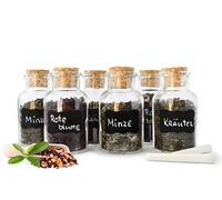 Sendez Lot de 12 bocaux à épices avec bouchon en liège et étiquettes 180 ml