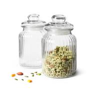 Sendez Lot de 2 bocaux de conservation en verre avec couvercle - 1,1 l - Pour bonbons, biscuits