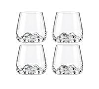 Sendez Lot de 4 verres à whisky avec design montagne 400 ml - Verres élégants avec relief de montagne dans le fond en verre - Verres à eau modernes et gobelets à whisky - Passe au lave-vaisselle