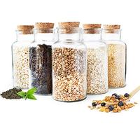 Sendez Lot de 6 bocaux à épices en verre avec bouchon en liège 600 ml
