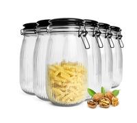 Sendez Lot de 6 bocaux de conservation en verre avec couvercle en céramique et fermeture à étrier 1,4 l