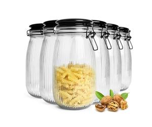 Sendez Lot de 6 bocaux de conservation en verre avec couvercle en céramique et fermeture à étrier 1,4 l
