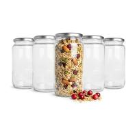 Sendez Lot de 6 bocaux de conservation en verre de 1 l avec couvercle - Passe au lave-vaisselle - Réutilisables - Idéal pour confitures, chutneys, légumes, sauces