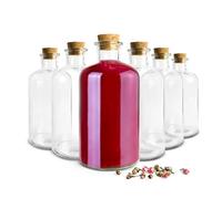 Sendez Lot de 6 bouteilles en verre de 500 ml avec bouchon idéal comme bouteille d'huile, bouteille à liqueur, bouteille à alcool, bouteille à vinaigre ou contenant de stockage