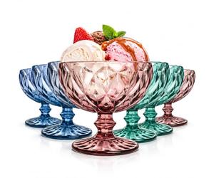 Sendez Lot de 6 Verres à Glace Colorés de 300 ml - Coupes à Dessert et Cocktail Martini