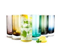 Sendez Lot de 6 verres à long drink colorés de 300 ml - Verres à eau, à jus, à cocktail