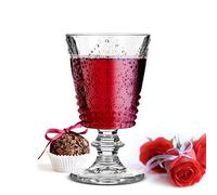 Sendez - Lot de 6 verres à vin avec relief - 280 ml - Pieds - Pour vin rouge, vin blanc, jus et eau