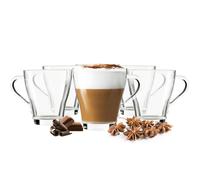 Sendez Lot De 6 Verres Cappuccino/Thé 250 Ml En Verre Transparent Avec Poignée