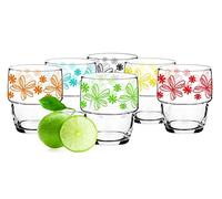 Sendez Lot de 6 verres empilables - 250 ml - Motif floral