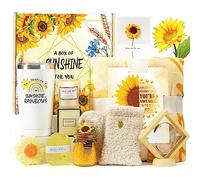 Sending Sunshine Gift Lot de 11 cadeaux tournesol pour femme, emballage de soin, panier cadeau d'anniversaire unique avec couverture inspirante pour penser à vous, sa sœur, votre meilleure amie