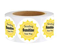 Sending Sunshine Your Way Lot de 500 autocollants de remerciement sur le thème du soleil pour petites boutiques, petites entreprises, emballages 3,8 cm