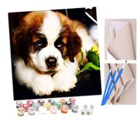 SENDJJ peinture par numero adulte Saint-Bernard mignon Cadeau de Peinture à l'huile de Bricolage numérique aquarelle man pour Enfants Adultes Peindre par Nombre Kits Home Decor 16 * 16 Pouces