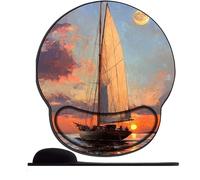 SENDJJ Tapis De Souris avec Repose Poignet en Gel Voilier en mer Ergonomique Confort avec Repose-Poignet Gaming Mouse Pad pour Ordinateur et Ordinateur Portable