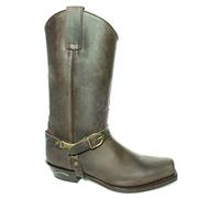 Sendra Boots 3091 Seta Marron Femmes Hommes Santiags Motard Western Cowboy Bottes Bout Carré Talon Incliné Pullstraps Fait Main Cuir Véritable Taille 44