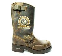 Sendra Boots 3565 Metal Marron Femmes Hommes Biker Bottes Casual Mode Moto Bottes Bouts Coqués Métal Anti Slip Semelle Fait Main Cuir Véritable Taille 43