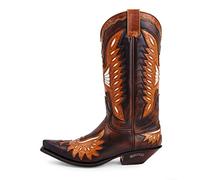 Sendra Boots 6990 Bottes pour femme avec pointe fine avec aigle sur la pointe - Style Cowboy en cuir marron avec effet vieilli, marron, 44 EU