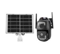 SENECESLI Caméra de sécurité Solaire 4G Outdoor Wireless 360 ° PTZ AI Suivi Automatique Humain 2MP Double Lens Couleur Nocturne IP66 Proof de l'eau avec Panneau Solaire pour (Version de l'UE)