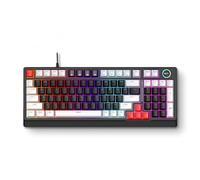 SENECESLI Clavier de Jeu, Clavier Mécanique 98 Touches rétroéclairé RVB échangeable à Chaud avec Interrupteur Rouge Linéaire et Bouton Rotatif (Gris Noir Rouge)