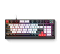 SENECESLI Clavier de Jeu, Clavier Mécanique 98 Touches rétroéclairé RVB échangeable à Chaud avec Interrupteur Rouge Linéaire et Bouton Rotatif (Noir Gris Rouge)