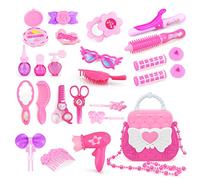 SENECESLI Ensemble de Salon de beauté Fashionista pour Filles, 24 Pièces, Jouet de Coiffure pour Enfants, Rose, Apprentissage et Jeu pour Habiller la Princesse (SENECESLIx6swnydvof-201216ZB01-1)
