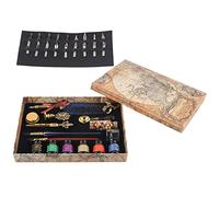 SENECESLI Ensemble de Stylos à Plume en Laque Rétro Britannique, avec Encre, Calligraphie Exquise, Cadeau D'écriture pour les Personnes âgées, les Enseignants, 26 Pièces (SP271902R parsemé d'or et