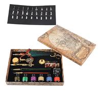 SENECESLI Ensemble de Stylos à Plume en Laque Rétro Britannique, avec Encre, Calligraphie Exquise, Cadeau D'écriture pour les Personnes âgées, les Enseignants, 26 Pièces (SP271935R parsemé d'or et