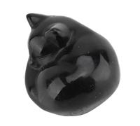 SENECESLI Figurine de Chaton Mignon, Artisanat Exquis, Statut de Cristal de Chat Portable Mignon Surfaces pour Le Bureau (Obsidienne)