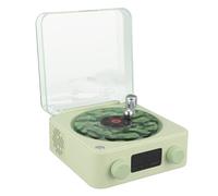 SENECESLI Haut-Parleur Bluetooth de Style Tourne-Disque, Haut-Parleur Bluetooth Rétro avec Veilleuse et Affichage de L'heure, Petit Stéréo sans Fil Multifonction 3 en 1 pour (Green)