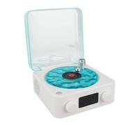 SENECESLI Haut-Parleur Bluetooth de Style Tourne-Disque, Haut-Parleur Bluetooth Rétro avec Veilleuse et Affichage de L'heure, Petit Stéréo sans Fil Multifonction 3 en 1 pour (White)