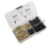 SENECESLI Kit de Cintres en Dents de Scie en Fer Noir et doré avec 240 Vis pour Suspendre un Cadre Photo, une Horloge, des Cintres à Double Trou en Dents de Scie pour Grands Camions