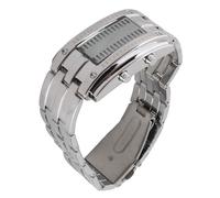 SENECESLI Montre LED en Acier Inoxydable pour Hommes, Affichage Unique du Mode de L'heure Binaire, Facile à Porter, 2.4cm, 1.4cm, Durée de Vie de 30m, étanche pour Un Usage Quotidien (L)