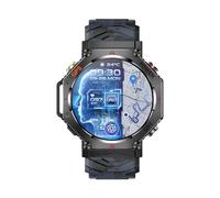 SENECESLI Montres Intelligentes, Montre de Sport Intelligente, Position GPS, Prise en Charge GPT, Montre Intelligente étanche à la Pluie 30 M, Lampe de Poche Lumineuse Intégrée pour Hommes (Bleu noir)